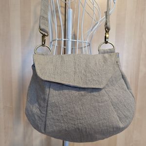 Handmade linen canvas purse with interior pocket